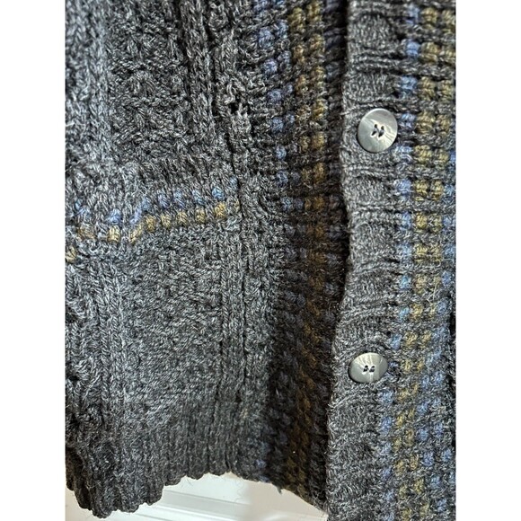OAK HALL Memphis Hand Loomed Ireland Men’s Chunky Cardigan Sweater size L Wool - Picture 3 of 7